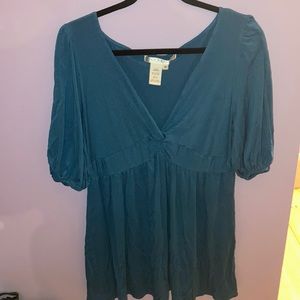 Turquoise blue shirt dress